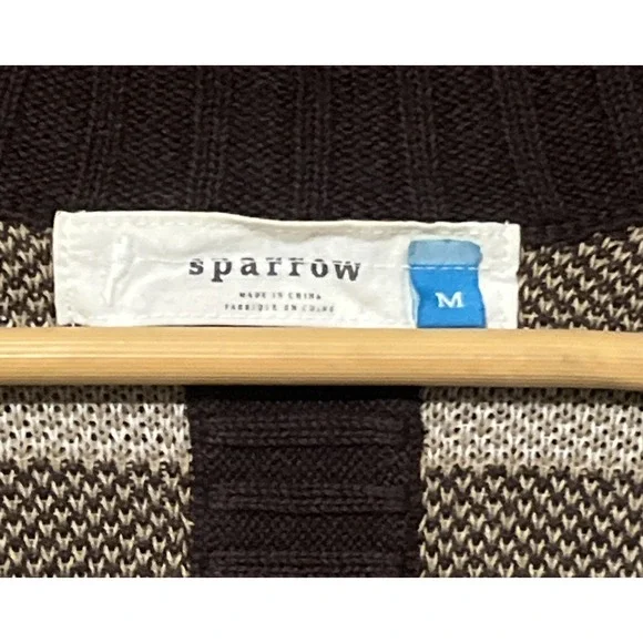 Anthropologie Wool Blend Sparrow Cardigan Sweater Women's M Geometric Brown Red - Picture 2 of 13